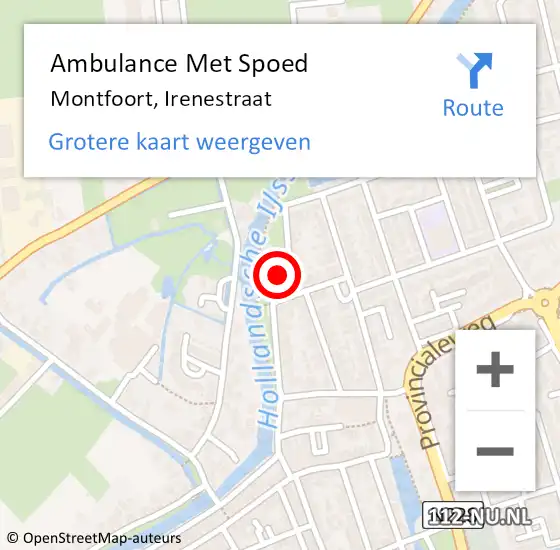 Locatie op kaart van de 112 melding: Ambulance Met Spoed Naar Montfoort, Irenestraat op 21 februari 2015 10:52