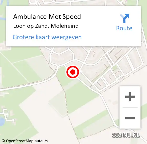 Locatie op kaart van de 112 melding: Ambulance Met Spoed Naar Loon op Zand, Moleneind op 21 februari 2015 11:40