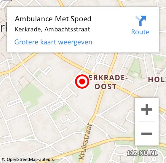 Locatie op kaart van de 112 melding: Ambulance Met Spoed Naar Kerkrade, Ambachtsstraat op 21 februari 2015 12:09