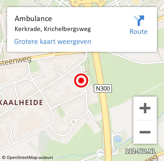 Locatie op kaart van de 112 melding: Ambulance Kerkrade, Krichelbergsweg op 21 februari 2015 13:18