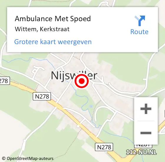 Locatie op kaart van de 112 melding: Ambulance Met Spoed Naar Wittem, Kerkstraat op 21 februari 2015 13:36