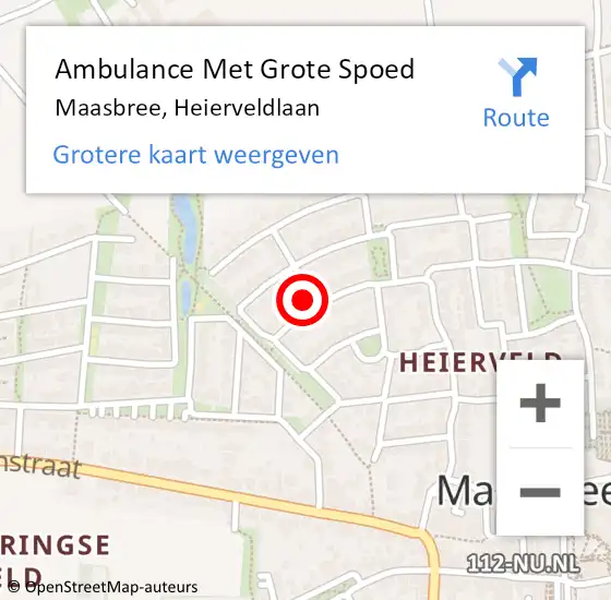 Locatie op kaart van de 112 melding: Ambulance Met Grote Spoed Naar Maasbree, Heierveldlaan op 21 februari 2015 13:47