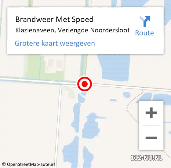 Locatie op kaart van de 112 melding: Brandweer Met Spoed Naar Klazienaveen, Verlengde Noordersloot op 21 februari 2015 14:03