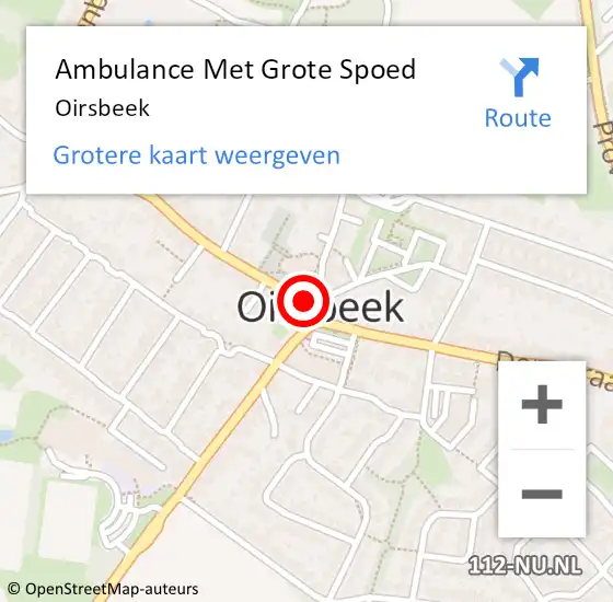 Locatie op kaart van de 112 melding: Ambulance Met Grote Spoed Naar Oirsbeek op 21 februari 2015 14:08