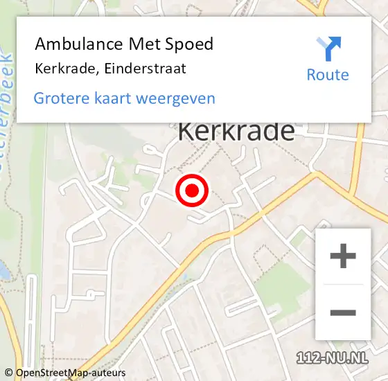 Locatie op kaart van de 112 melding: Ambulance Met Spoed Naar Kerkrade, Einderstraat op 21 februari 2015 14:30