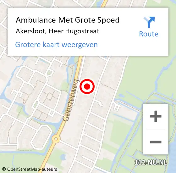 Locatie op kaart van de 112 melding: Ambulance Met Grote Spoed Naar Akersloot, Heer Hugostraat op 21 februari 2015 16:09