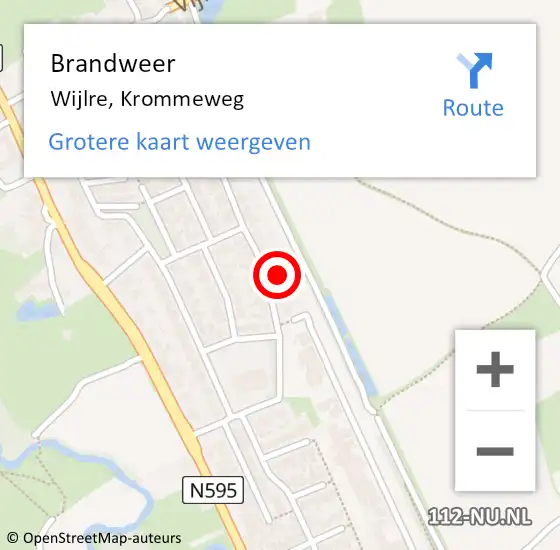 Locatie op kaart van de 112 melding: Brandweer Wijlre, Krommeweg op 21 februari 2015 16:36