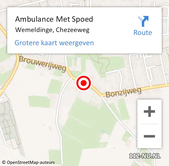 Locatie op kaart van de 112 melding: Ambulance Met Spoed Naar Wemeldinge, Chezeeweg op 21 februari 2015 16:49