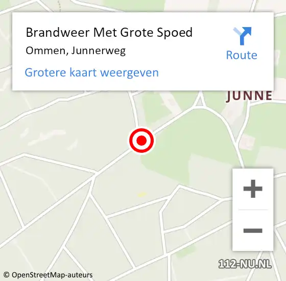 Locatie op kaart van de 112 melding: Brandweer Met Grote Spoed Naar Ommen, Junnerweg op 21 februari 2015 16:56