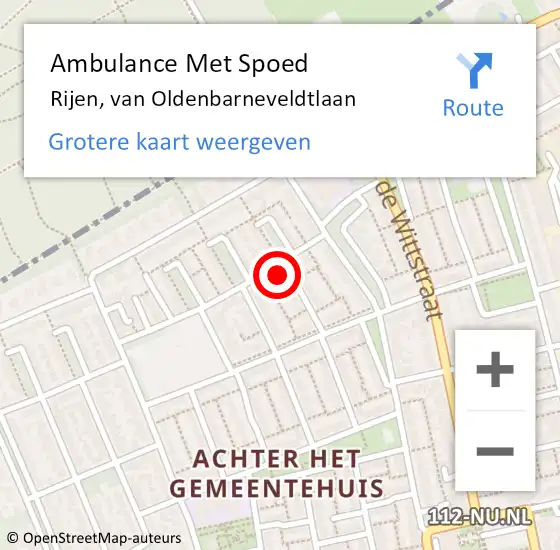 Locatie op kaart van de 112 melding: Ambulance Met Spoed Naar Rijen, van Oldenbarneveldtlaan op 21 februari 2015 17:01