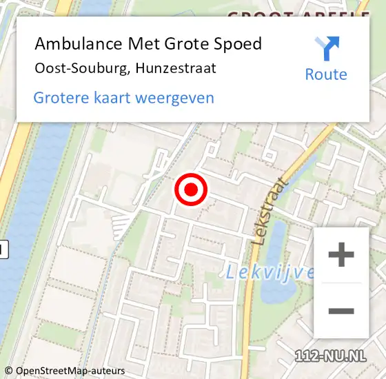 Locatie op kaart van de 112 melding: Ambulance Met Grote Spoed Naar Oost-Souburg, Hunzestraat op 21 februari 2015 17:10