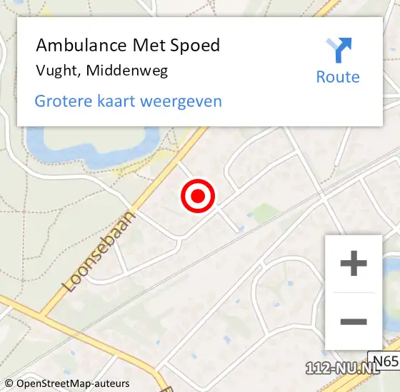 Locatie op kaart van de 112 melding: Ambulance Met Spoed Naar Vught, Middenweg op 21 februari 2015 17:30