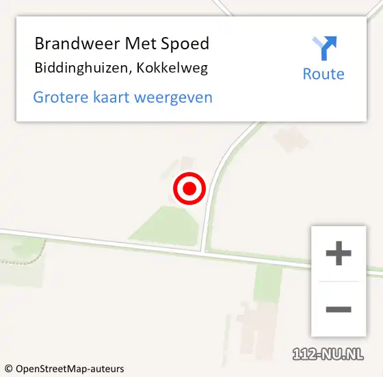 Locatie op kaart van de 112 melding: Brandweer Met Spoed Naar Biddinghuizen, Kokkelweg op 21 februari 2015 17:32