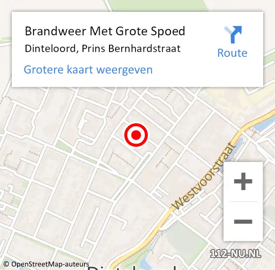 Locatie op kaart van de 112 melding: Brandweer Met Grote Spoed Naar Dinteloord, Prins Bernhardstraat op 21 februari 2015 17:35