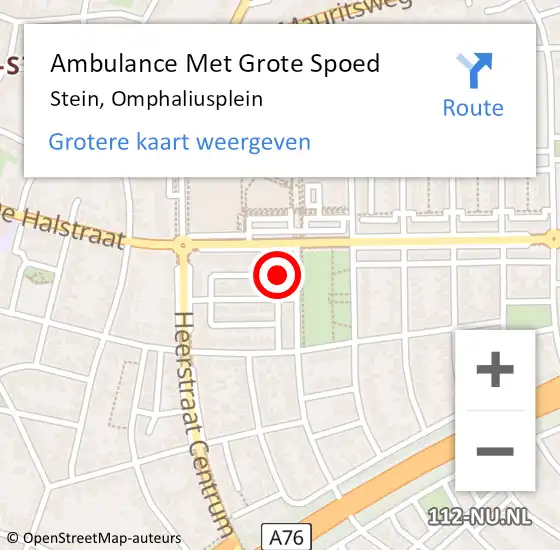 Locatie op kaart van de 112 melding: Ambulance Met Grote Spoed Naar Stein, Omphaliusplein op 21 februari 2015 18:07