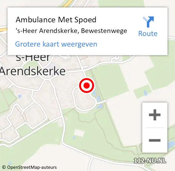 Locatie op kaart van de 112 melding: Ambulance Met Spoed Naar 's-Heer Arendskerke, Bewestenwege op 30 oktober 2013 15:11