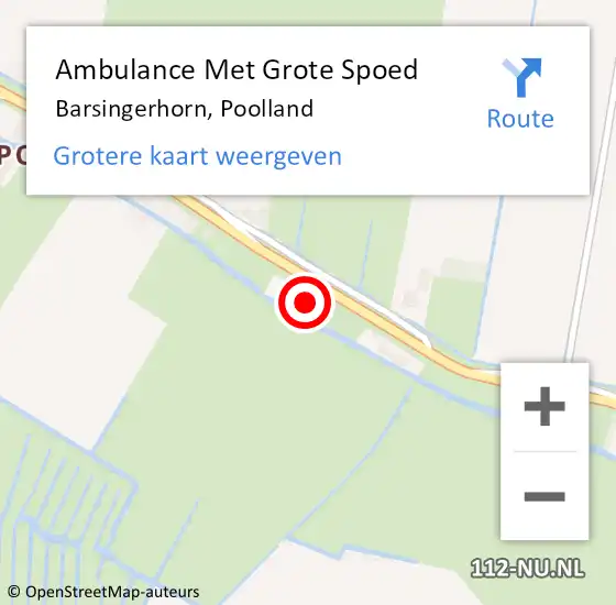 Locatie op kaart van de 112 melding: Ambulance Met Grote Spoed Naar Barsingerhorn, Poolland op 21 februari 2015 18:38