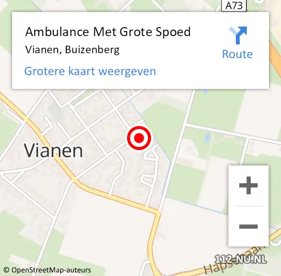 Locatie op kaart van de 112 melding: Ambulance Met Grote Spoed Naar Vianen, Buizenberg op 21 februari 2015 18:44