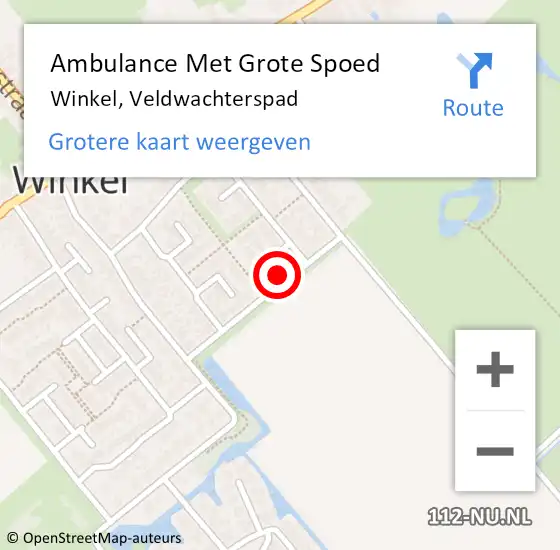 Locatie op kaart van de 112 melding: Ambulance Met Grote Spoed Naar Winkel, Veldwachterspad op 21 februari 2015 20:03