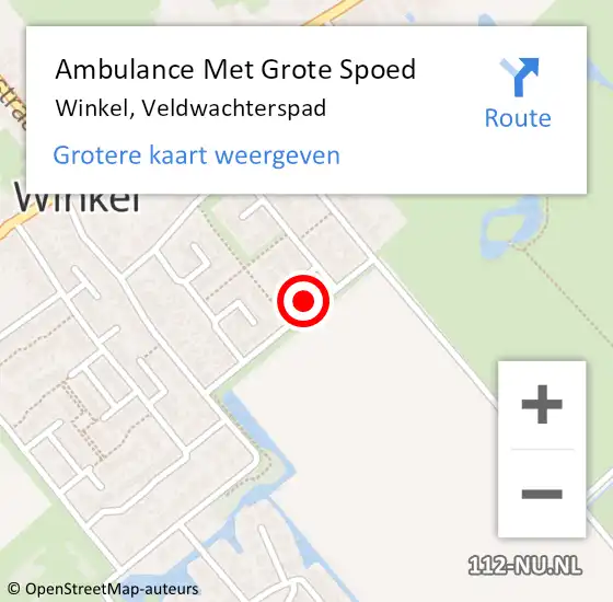 Locatie op kaart van de 112 melding: Ambulance Met Grote Spoed Naar Winkel, Veldwachterspad op 21 februari 2015 20:13