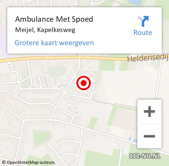 Locatie op kaart van de 112 melding: Ambulance Met Spoed Naar Meijel, Kapelkesweg op 21 februari 2015 20:16