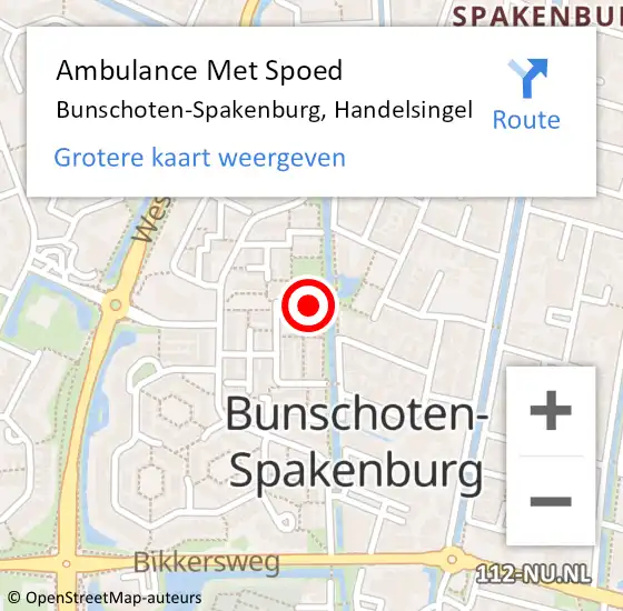 Locatie op kaart van de 112 melding: Ambulance Met Spoed Naar Bunschoten-Spakenburg, Handelsingel op 21 februari 2015 21:11