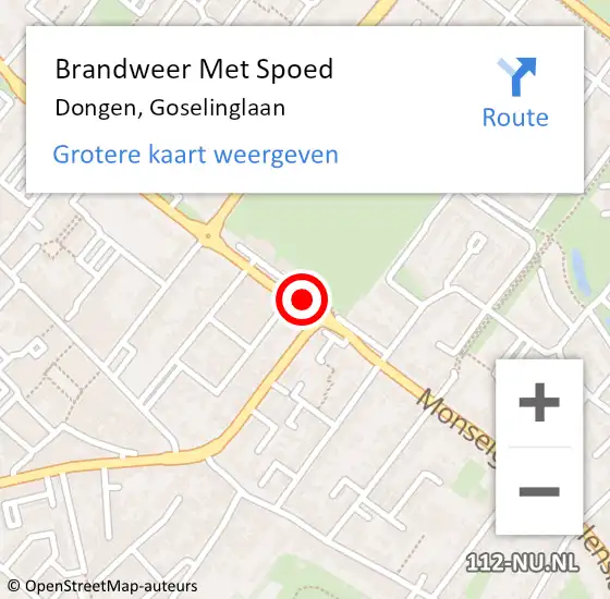 Locatie op kaart van de 112 melding: Brandweer Met Spoed Naar Dongen, Goselinglaan op 21 februari 2015 21:36