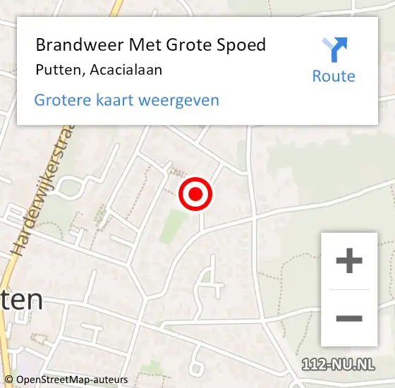 Locatie op kaart van de 112 melding: Brandweer Met Grote Spoed Naar Putten, Acacialaan op 21 februari 2015 22:08