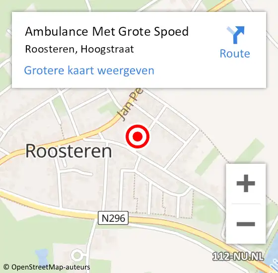 Locatie op kaart van de 112 melding: Ambulance Met Grote Spoed Naar Roosteren, Hoogstraat op 21 februari 2015 22:34