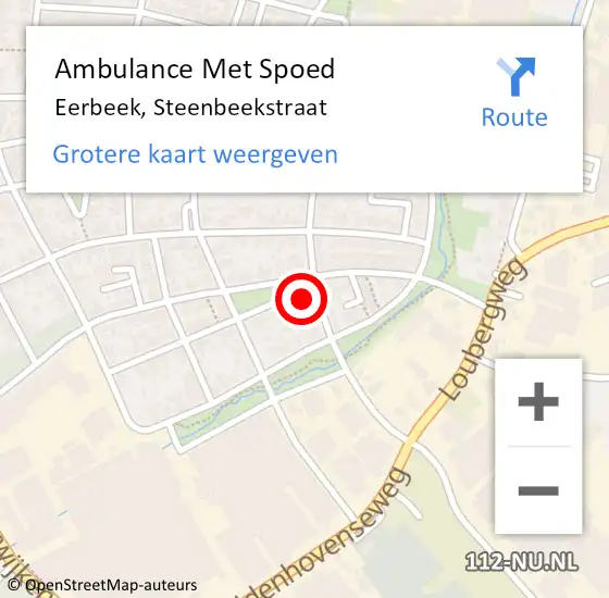 Locatie op kaart van de 112 melding: Ambulance Met Spoed Naar Eerbeek, Steenbeekstraat op 21 februari 2015 22:35