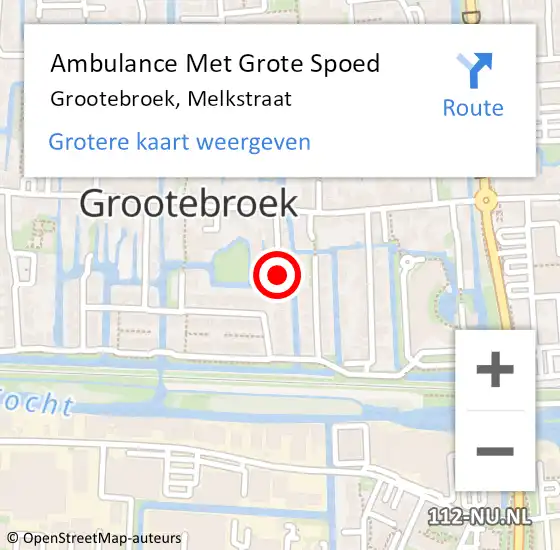 Locatie op kaart van de 112 melding: Ambulance Met Grote Spoed Naar Grootebroek, Melkstraat op 21 februari 2015 22:54
