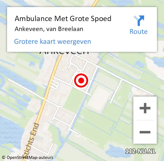 Locatie op kaart van de 112 melding: Ambulance Met Grote Spoed Naar Ankeveen, van Breelaan op 21 februari 2015 23:54