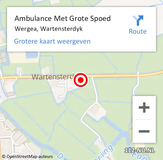 Locatie op kaart van de 112 melding: Ambulance Met Grote Spoed Naar Wergea, Wartensterdyk op 22 februari 2015 00:41