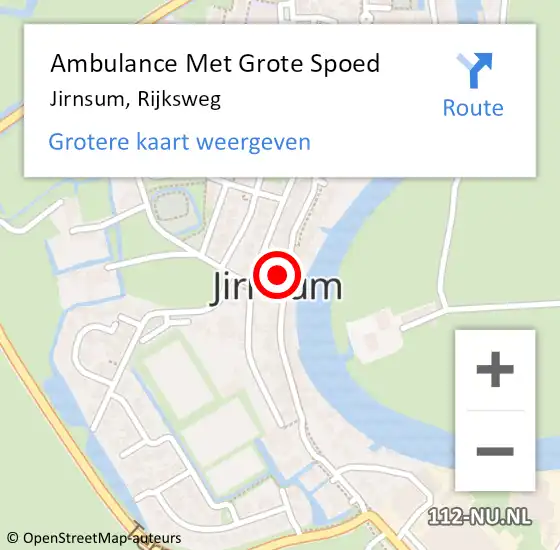 Locatie op kaart van de 112 melding: Ambulance Met Grote Spoed Naar Jirnsum, Rijksweg op 22 februari 2015 01:15