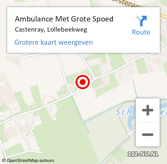 Locatie op kaart van de 112 melding: Ambulance Met Grote Spoed Naar Castenray, Lollebeekweg op 22 februari 2015 02:01
