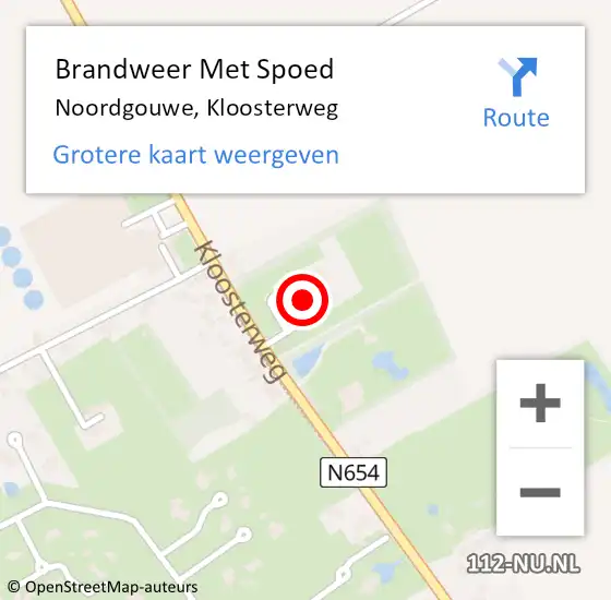 Locatie op kaart van de 112 melding: Brandweer Met Spoed Naar Noordgouwe, Kloosterweg op 22 februari 2015 02:05