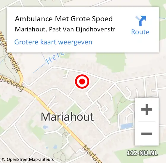 Locatie op kaart van de 112 melding: Ambulance Met Grote Spoed Naar Mariahout, Past Van Eijndhovenstr op 22 februari 2015 02:24