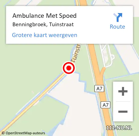 Locatie op kaart van de 112 melding: Ambulance Met Spoed Naar Benningbroek, Tuinstraat op 22 februari 2015 02:27