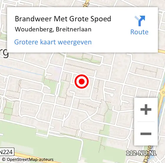 Locatie op kaart van de 112 melding: Brandweer Met Grote Spoed Naar Woudenberg, Breitnerlaan op 22 februari 2015 03:42