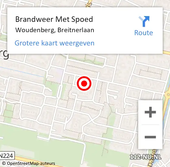 Locatie op kaart van de 112 melding: Brandweer Met Spoed Naar Woudenberg, Breitnerlaan op 22 februari 2015 04:19