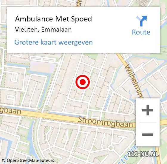 Locatie op kaart van de 112 melding: Ambulance Met Spoed Naar Vleuten, Emmalaan op 22 februari 2015 04:21