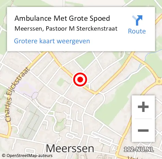 Locatie op kaart van de 112 melding: Ambulance Met Grote Spoed Naar Meerssen, Pastoor M Sterckenstraat op 22 februari 2015 05:49