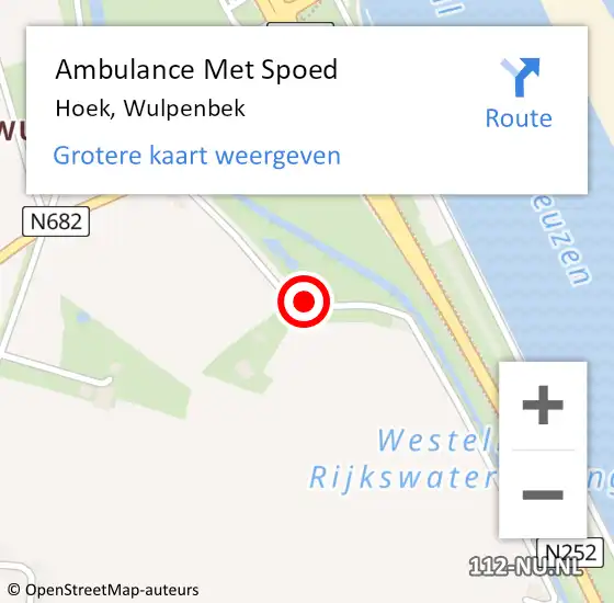 Locatie op kaart van de 112 melding: Ambulance Met Spoed Naar Hoek, Wulpenbek op 22 februari 2015 05:51