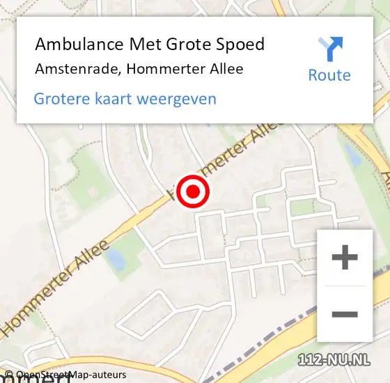 Locatie op kaart van de 112 melding: Ambulance Met Grote Spoed Naar Amstenrade, Hommerter Allee op 22 februari 2015 06:56