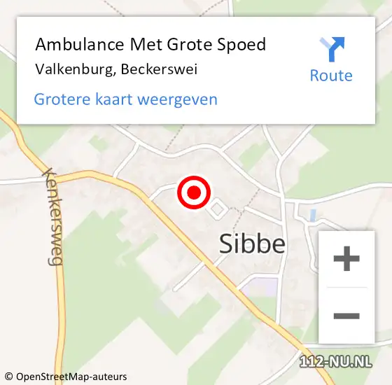 Locatie op kaart van de 112 melding: Ambulance Met Grote Spoed Naar Valkenburg, Beckerswei op 22 februari 2015 07:21