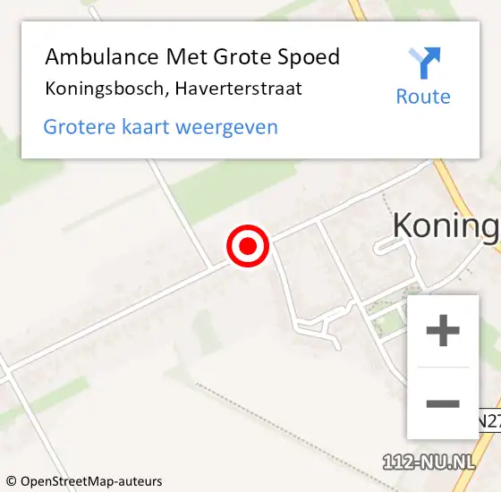 Locatie op kaart van de 112 melding: Ambulance Met Grote Spoed Naar Koningsbosch, Haverterstraat op 22 februari 2015 07:48