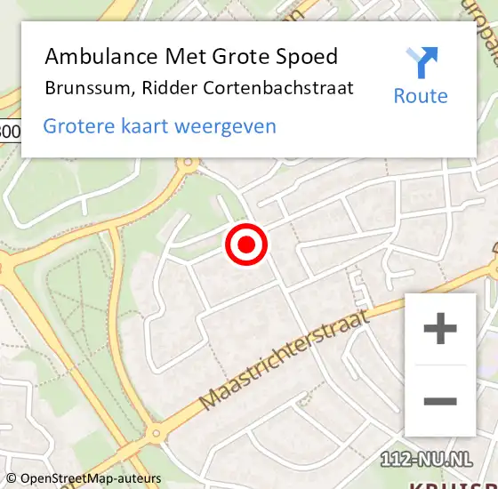 Locatie op kaart van de 112 melding: Ambulance Met Grote Spoed Naar Brunssum, Ridder Cortenbachstraat op 30 oktober 2013 15:53