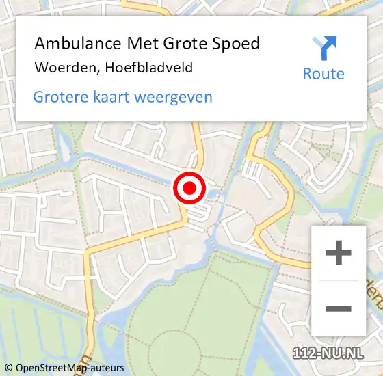 Locatie op kaart van de 112 melding: Ambulance Met Grote Spoed Naar Woerden, Hoefbladveld op 22 februari 2015 08:32