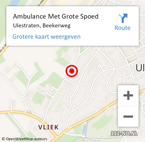 Locatie op kaart van de 112 melding: Ambulance Met Grote Spoed Naar Ulestraten, Beekerweg op 22 februari 2015 09:08