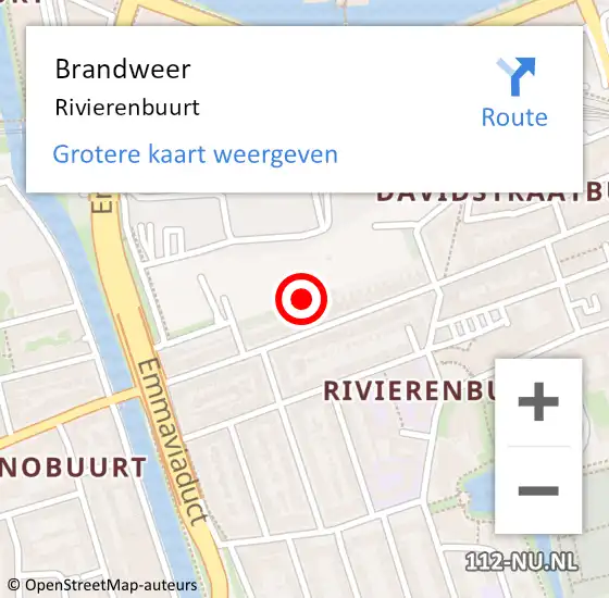 Locatie op kaart van de 112 melding: Brandweer Rivierenbuurt op 22 februari 2015 09:42